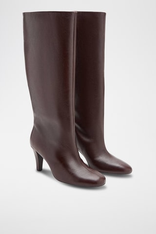 Bottes cuir talon - Bordeaux