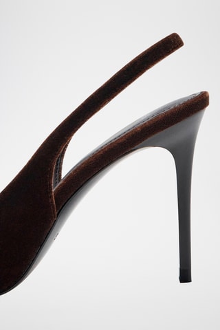 Chaussure à talon velours - Marron