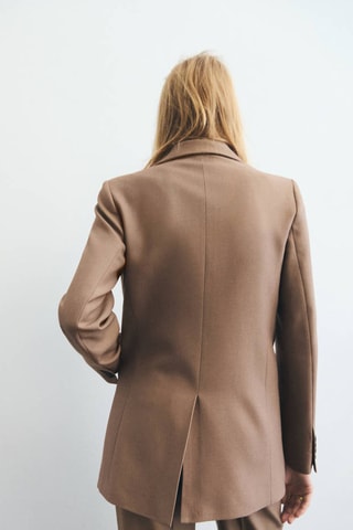 Veste de costume laine mélangée à poches - Marron