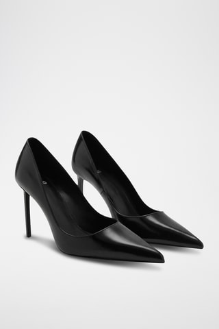 Chaussures talon cuir pointues - Noir