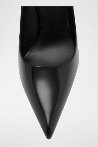 Chaussures talon cuir pointues - Noir