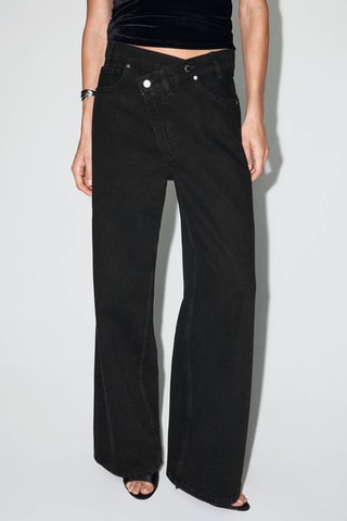 Jean large taille croisée normale - Noir