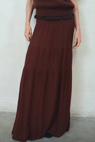 Jupe longue en maille coutures - Marron