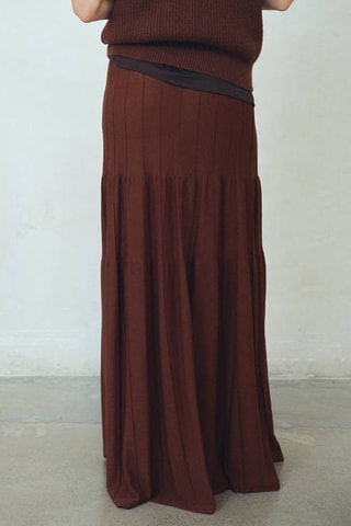 Jupe longue en maille coutures - Marron