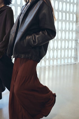 Jupe longue en maille coutures - Marron