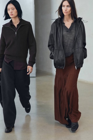 Jupe longue en maille coutures - Marron