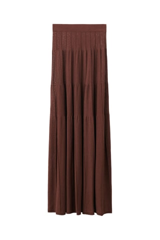 Jupe longue en maille coutures - Marron