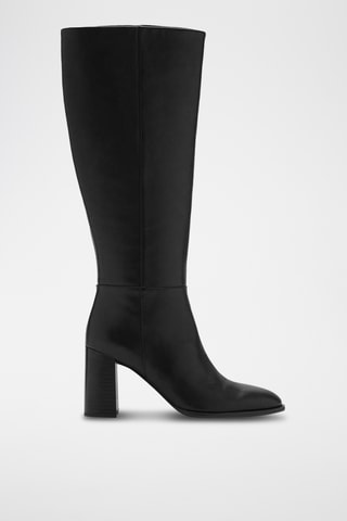 Bottes cuir talon bloc - Noir