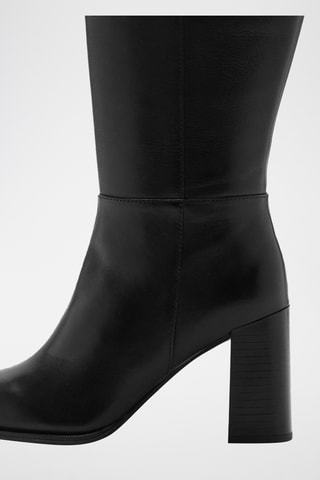 Bottes cuir talon bloc - Noir