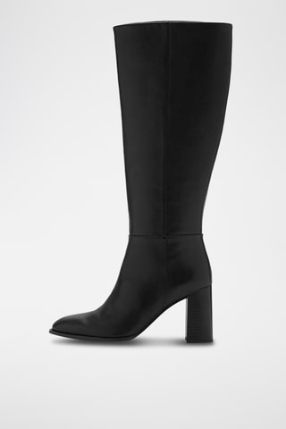 Bottes cuir talon bloc - Noir