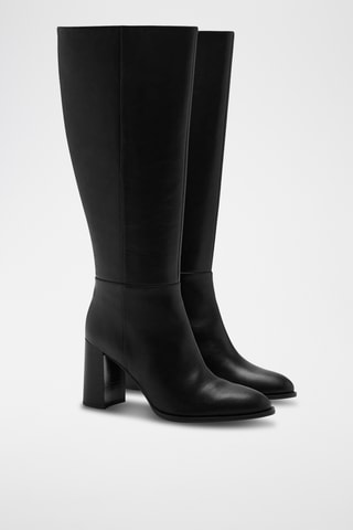 Bottes cuir talon bloc - Noir