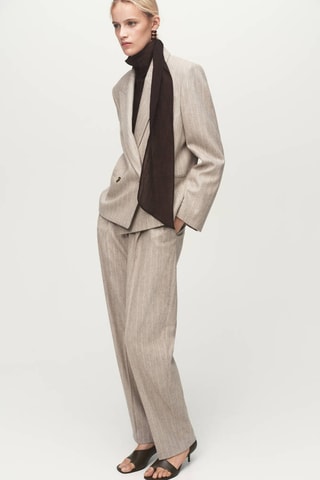 Pantalon de costume en laine à rayures fines - Gris