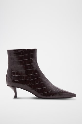 Bottines bout effet cuir croco - Marron