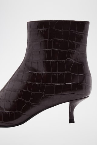Bottines bout effet cuir croco - Marron