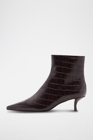 Bottines bout effet cuir croco - Marron