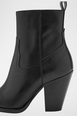 Bottines cuir talon bloc - Noir