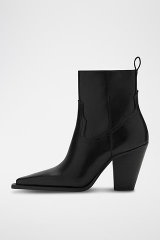 Bottines cuir talon bloc - Noir