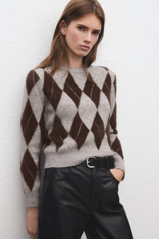 Pull maille losanges - Gris clair