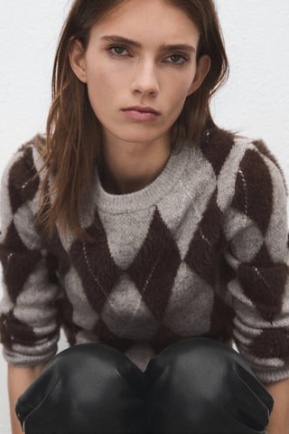 Pull maille losanges - Gris clair