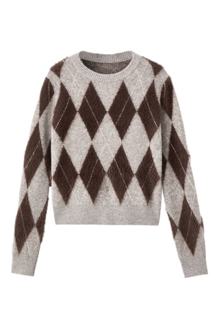 Pull maille losanges - Gris clair