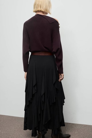 Pull à col asymétrique avec boutons bijoux - Bordeaux