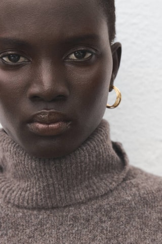 Robe maille col roulé - Marron