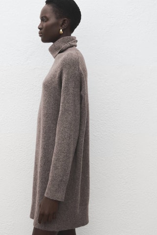 Robe maille col roulé - Marron