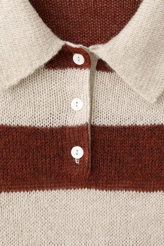 Pull-over rayures col polo - Gris clair