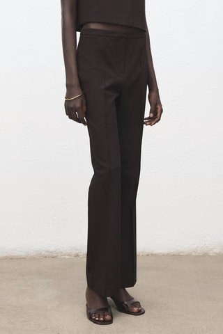 Pantalon flare taille haute - Gris
