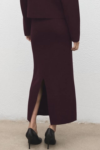 Jupe crayon en maille - Bordeaux