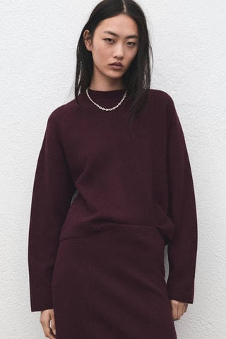 Jupe crayon en maille - Bordeaux