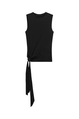 Top coton détail nœud - Noir