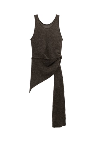 Top alpaga asymétrique semi-transparent - Marron