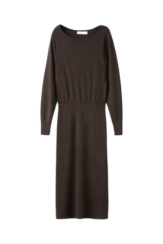 Robe maille fine évasée - Marron