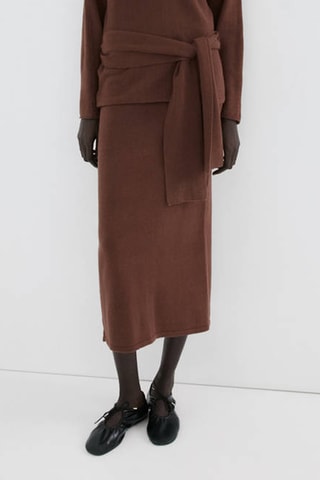 Jupe crayon fendue - Marron