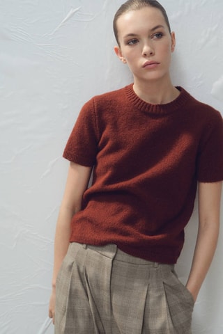 Pull en maille à manches courtes - Orange
