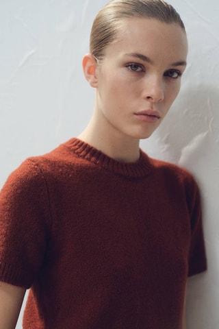 Pull en maille à manches courtes - Orange