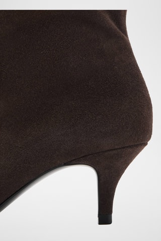Bottes en daim à talons kitten - Marron
