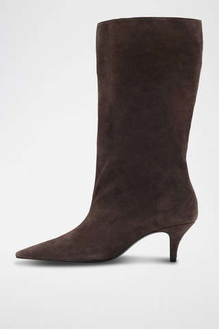 Bottes en daim à talons kitten - Marron
