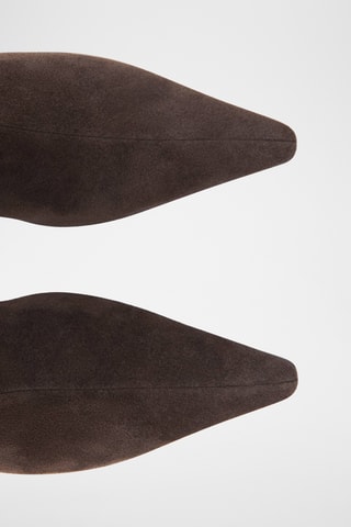 Bottes en daim à talons kitten - Marron