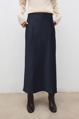 Jupe longue satinée - Bleu marine