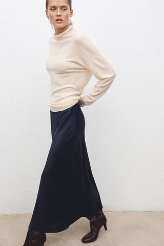Jupe longue satinée - Bleu marine