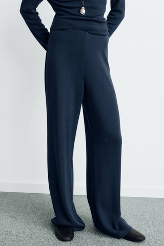 Pantalon droit taille élastique - Bleu marine