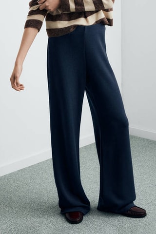 Pantalon droit taille élastique - Bleu marine