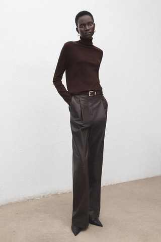 Pull-over maille col roulé - Marron