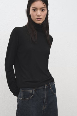 Pull-over maille col roulé - Noir