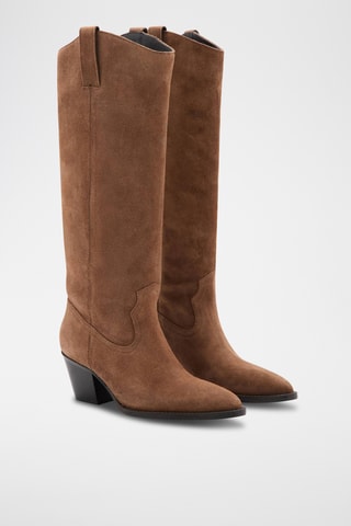 Bottes cuir talon - Marron