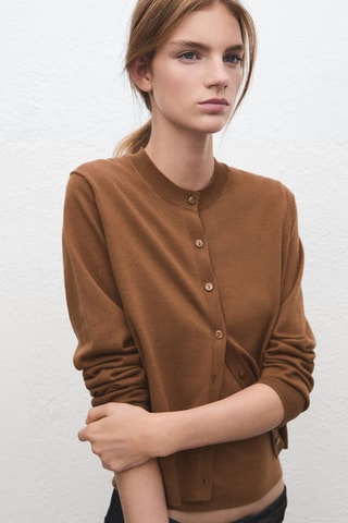 Cardigan maille de laine - Marron