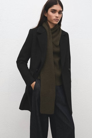 Manteau laine mélangée double boutonnage - Noir