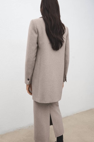 Manteau laine mélangée double boutonnage - Marron